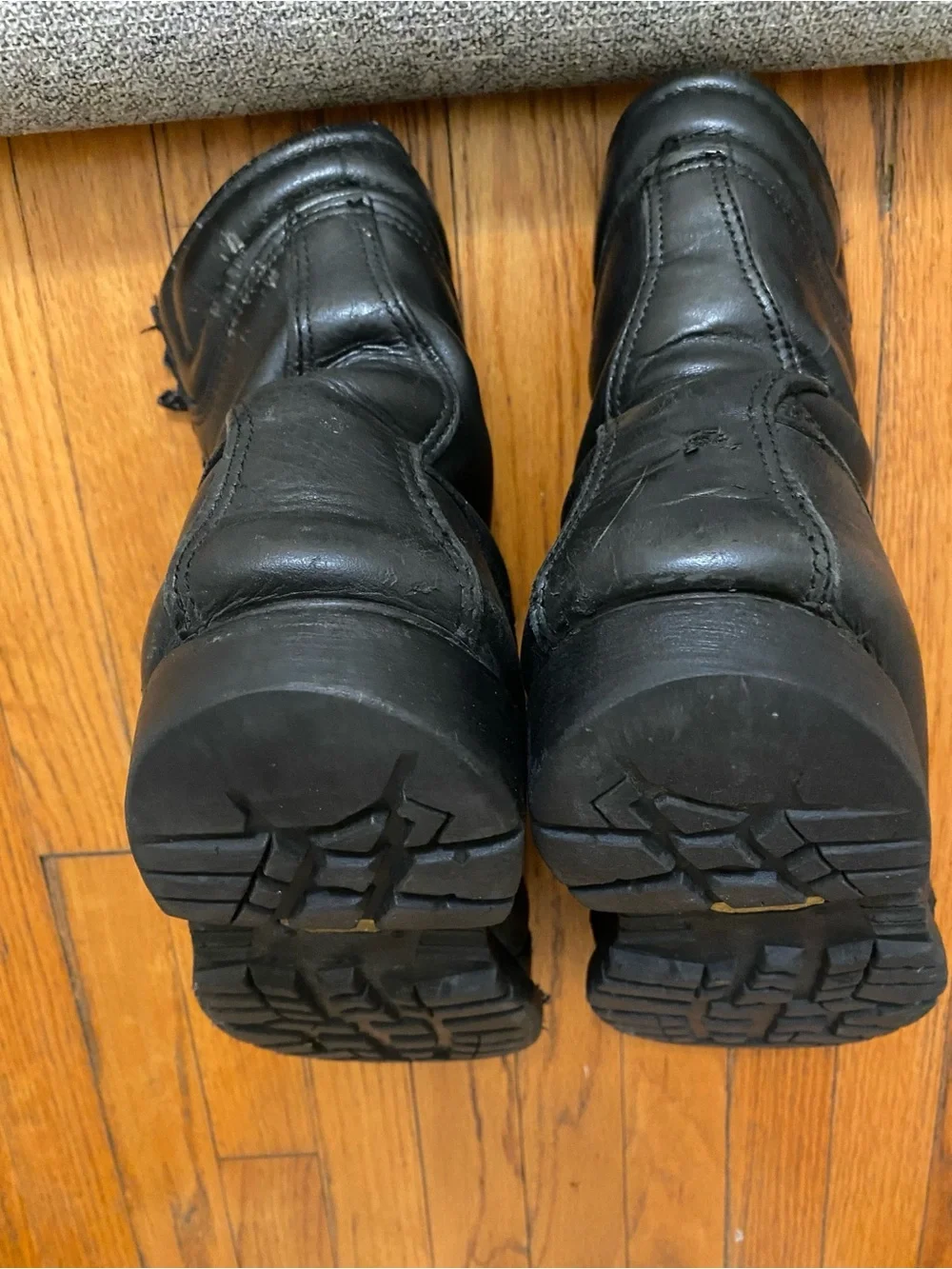 Vintage 80’s/90’s Black Leather Civil / Military Boots Steel Toe Vibram Soles